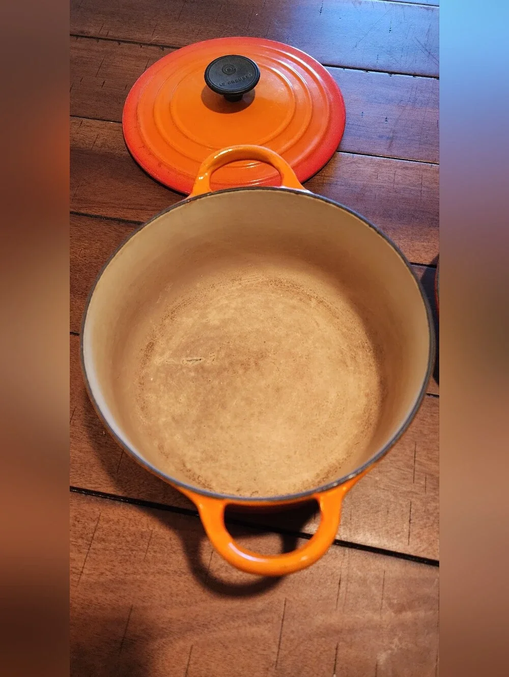 Le Creuset Enamel Cast Iron dutch oven skilet & pan beautiful burnt orange